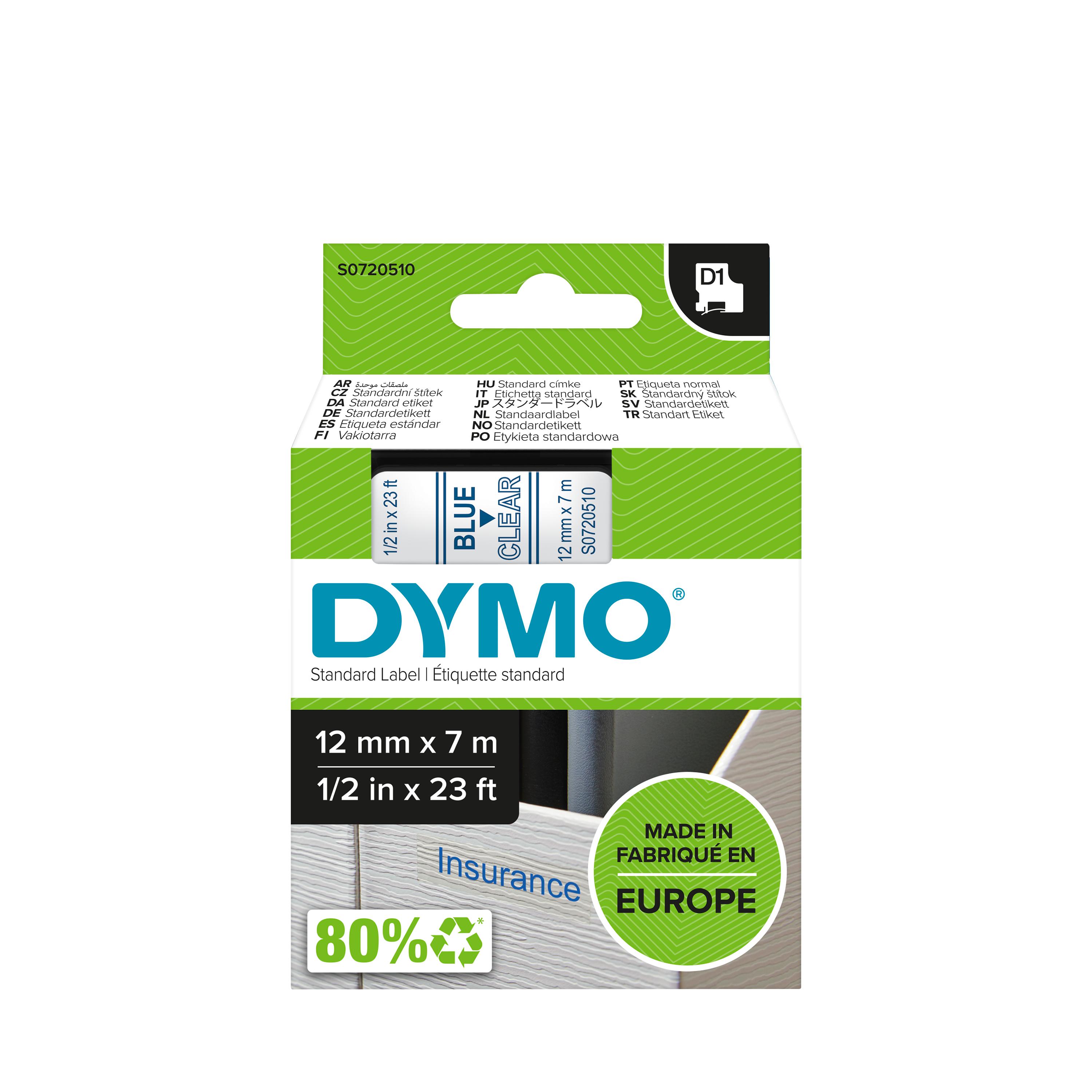 DYMO TAPE 12MM 45011 BLAUW/TRANSP