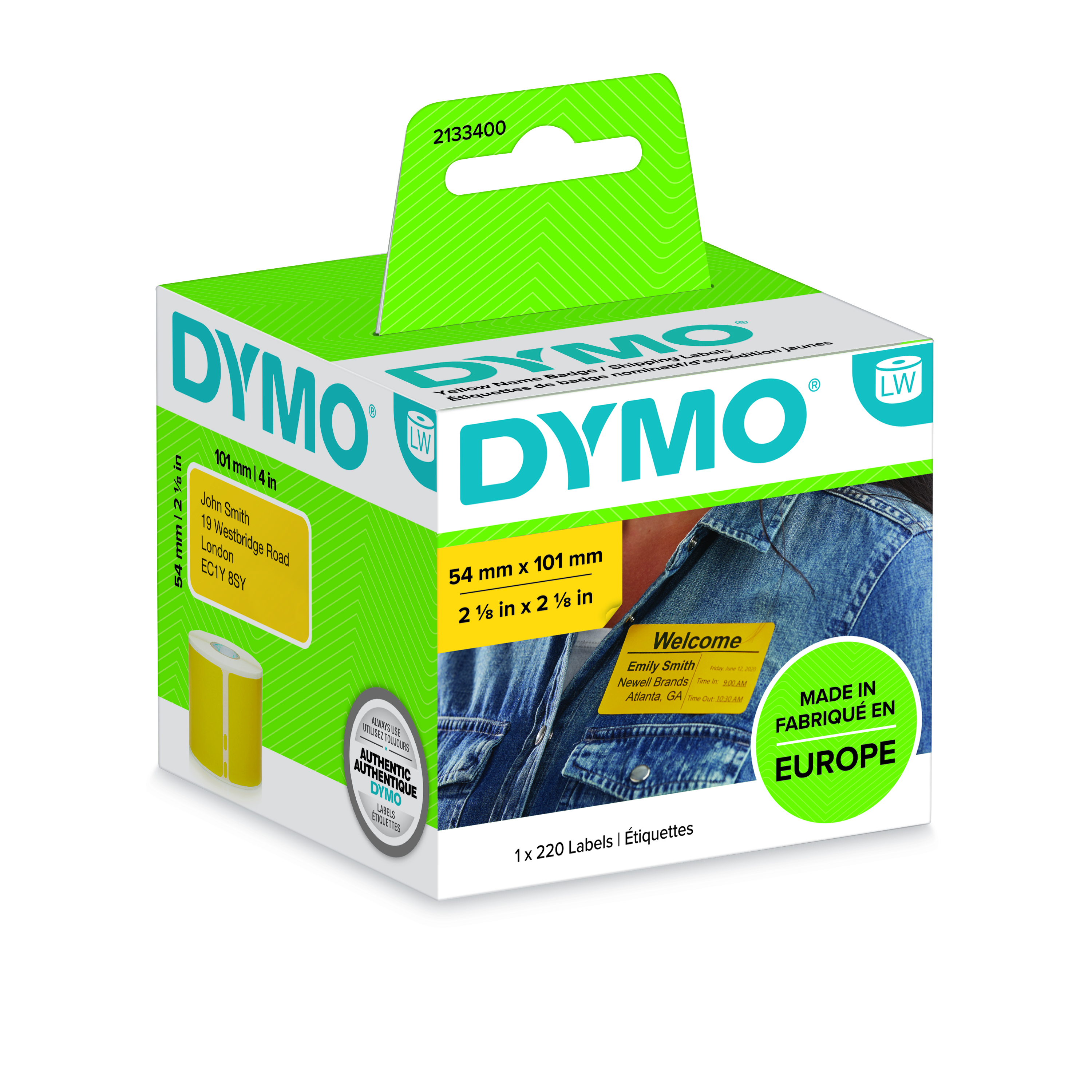 DYMO LABELWRITER ETIKET 54x101 black/yellow 220st