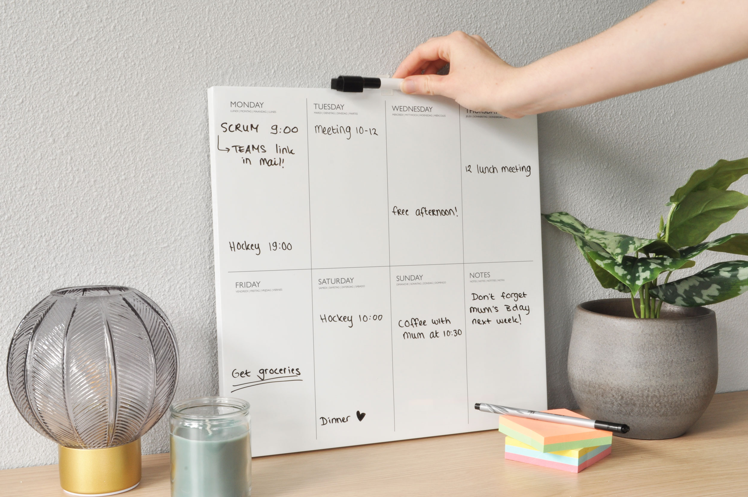DESQ MAGNETISCHE WEEKPLANNER 35X35 cm