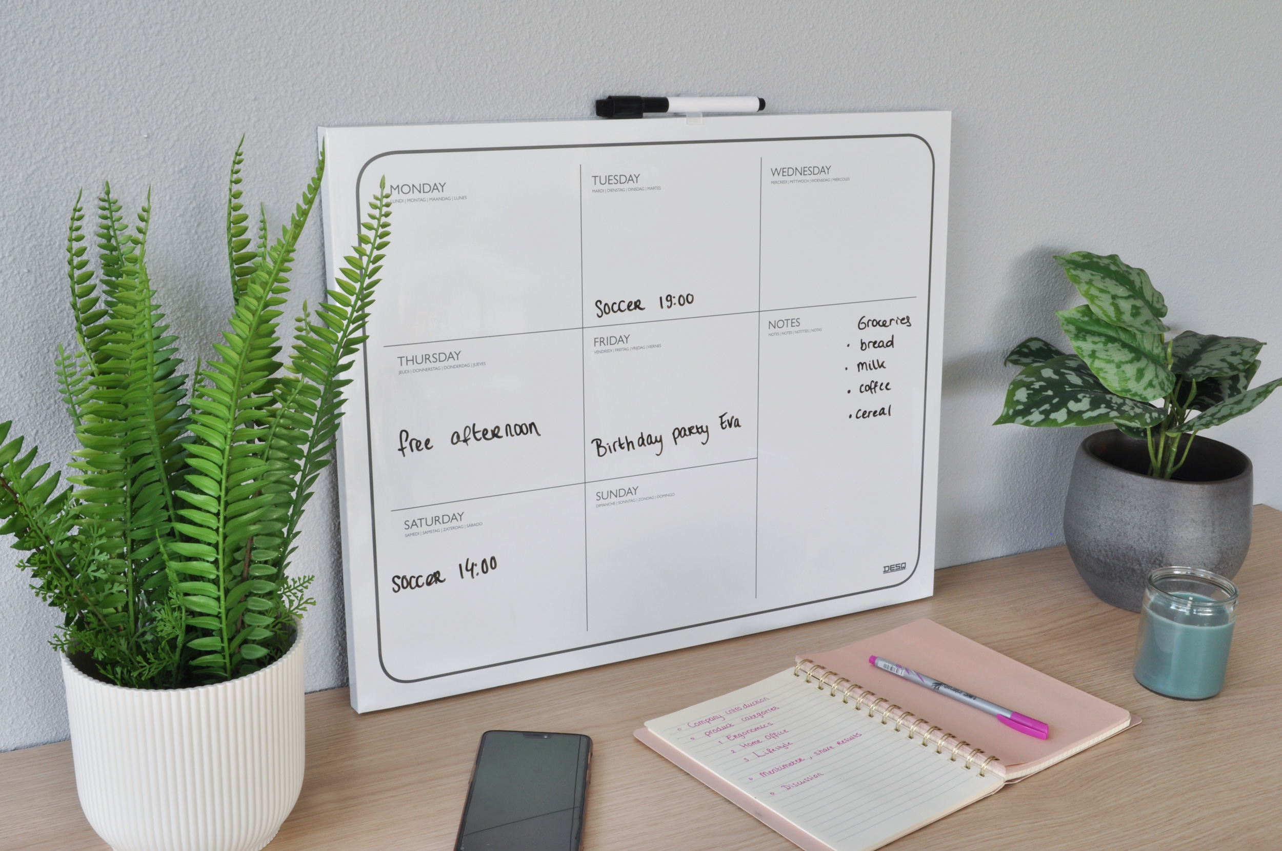 DESQ MAGNETISCHE WEEKPLANNER 40X50 cm