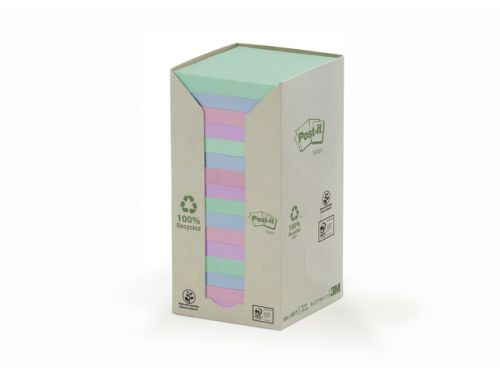 POST-IT NOTES 76X76 RECYCLED PASTEL 100v16X NETTO