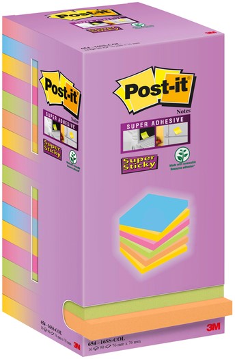 POST-IT NOTES SUPER STICKY 76X76 COLOR NOTES 100vel Tower