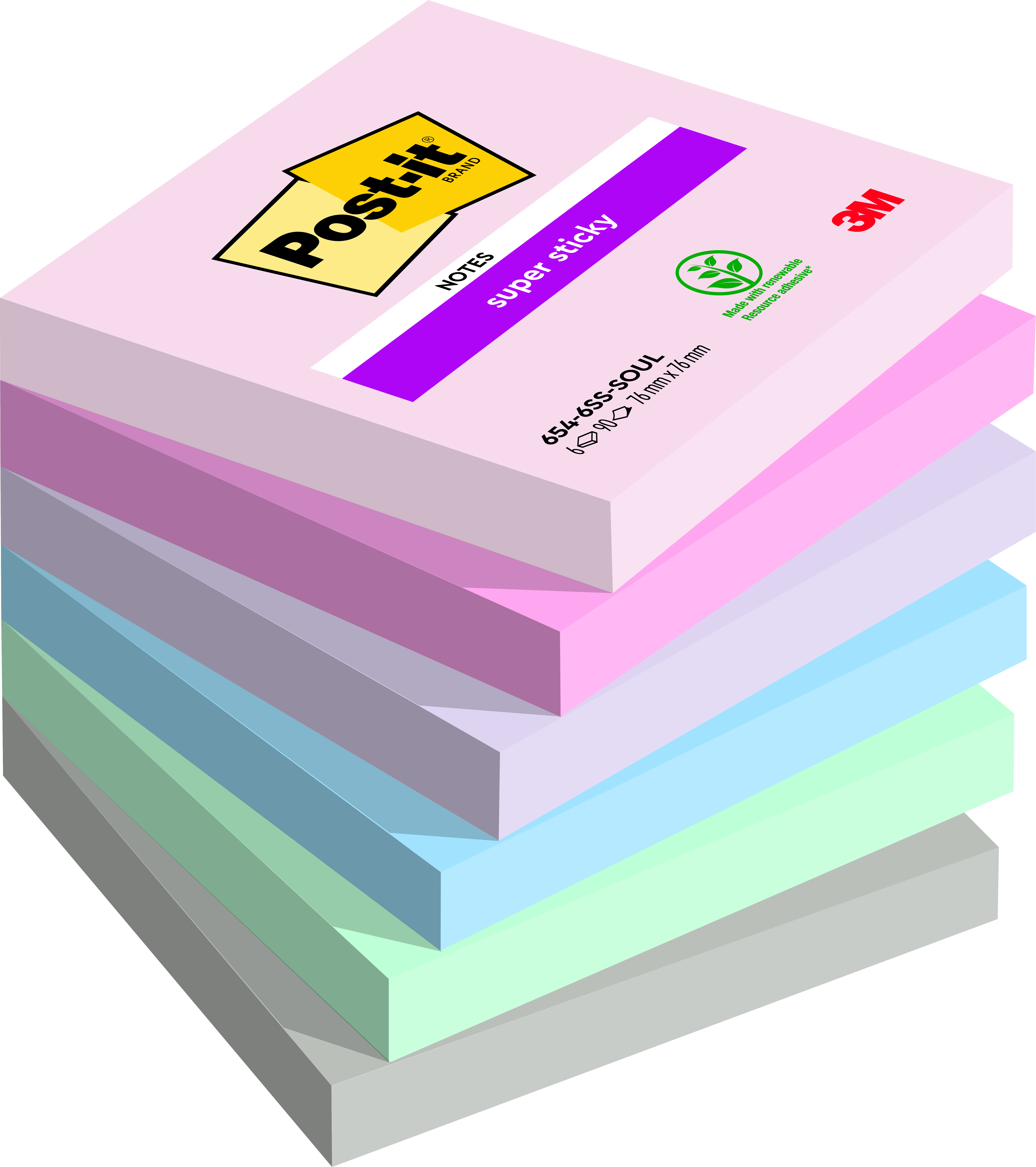 POST-IT NOTES 76X76 SS SOULFUL 6x90vel