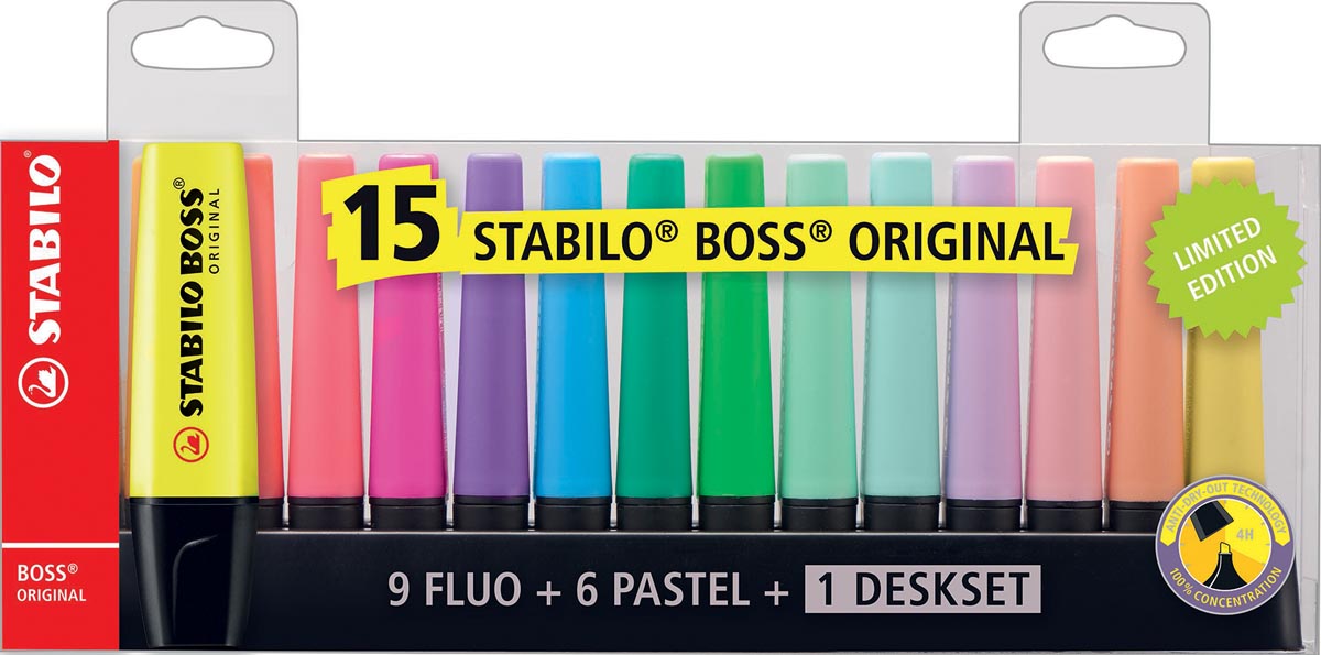 STABILO BOSS DESKSET 15ST met 6pastel