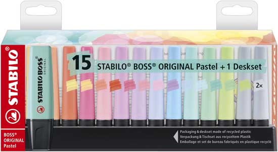 STABILO BOSS DESKSET 15ST pastel