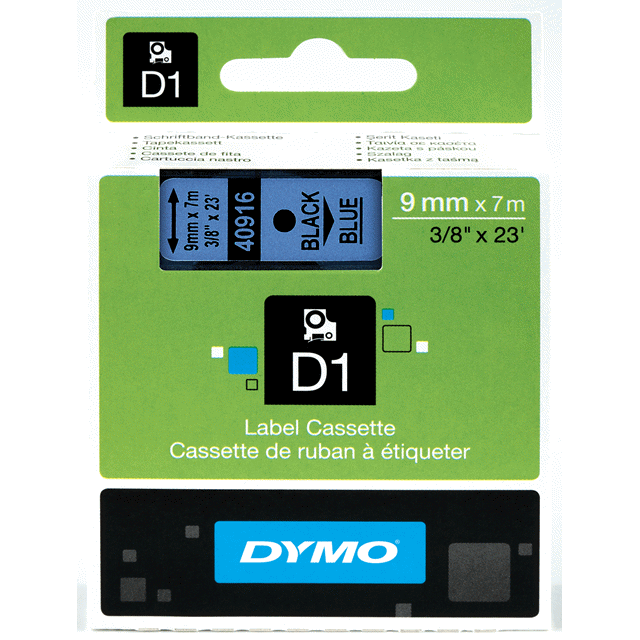 DYMO TAPE 9MM 40916 ZWART/BLAUW