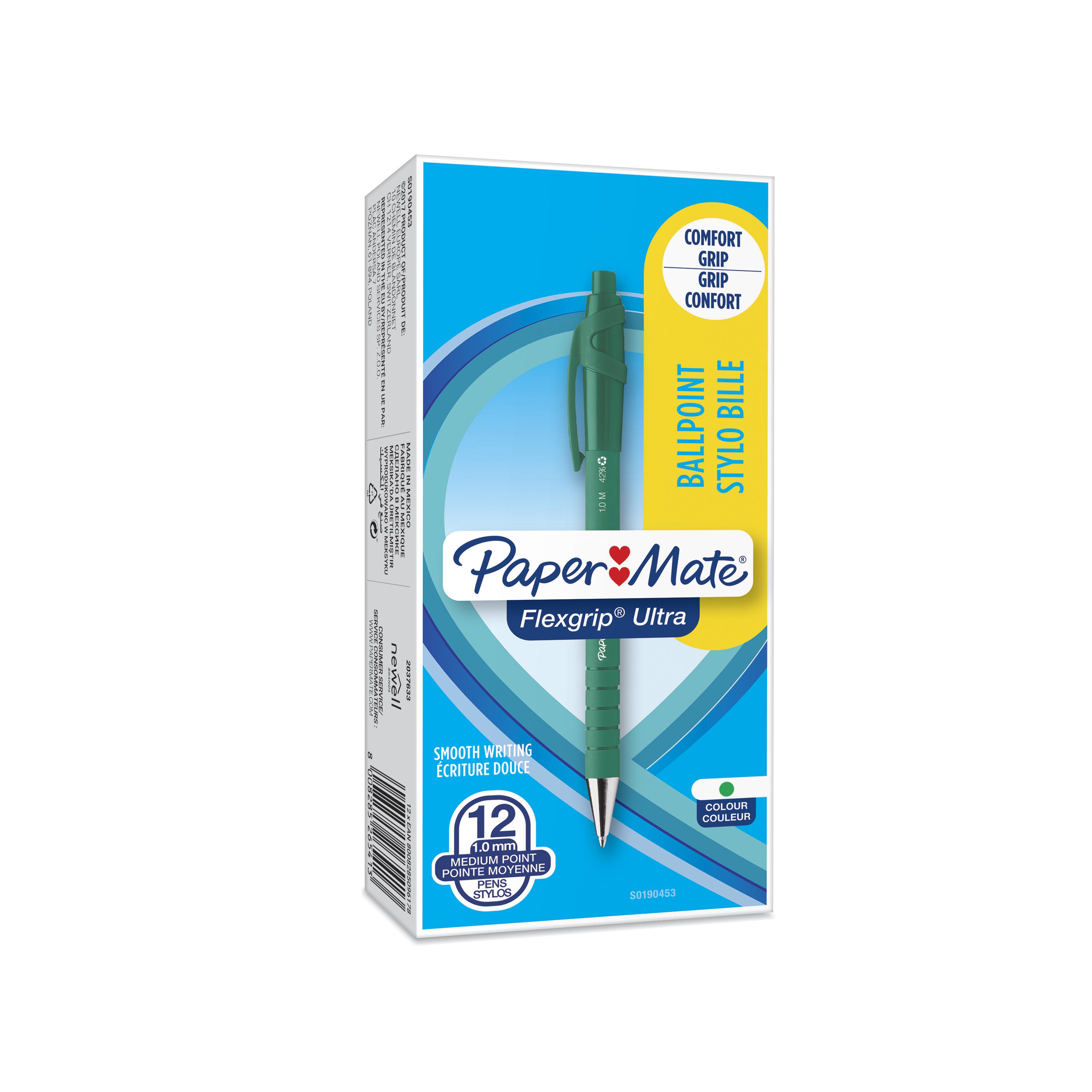 PAPERMATE balpen FLEXGRIP ULTRA 12ST GROEN MED