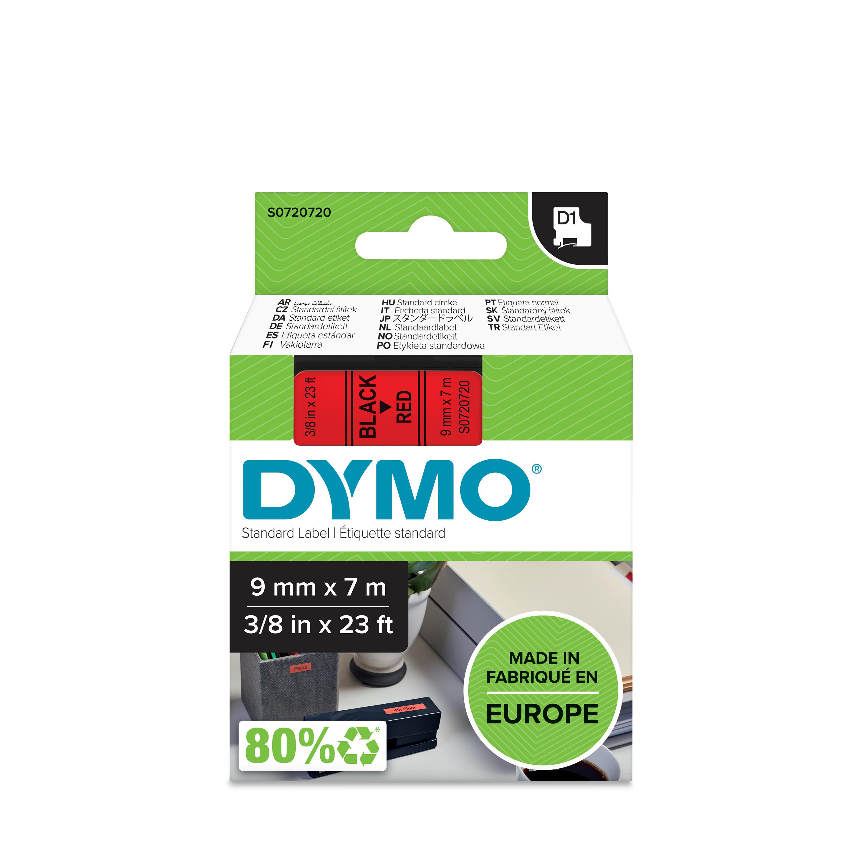 DYMO TAPE 9MM 40917 ZWART/ROOD