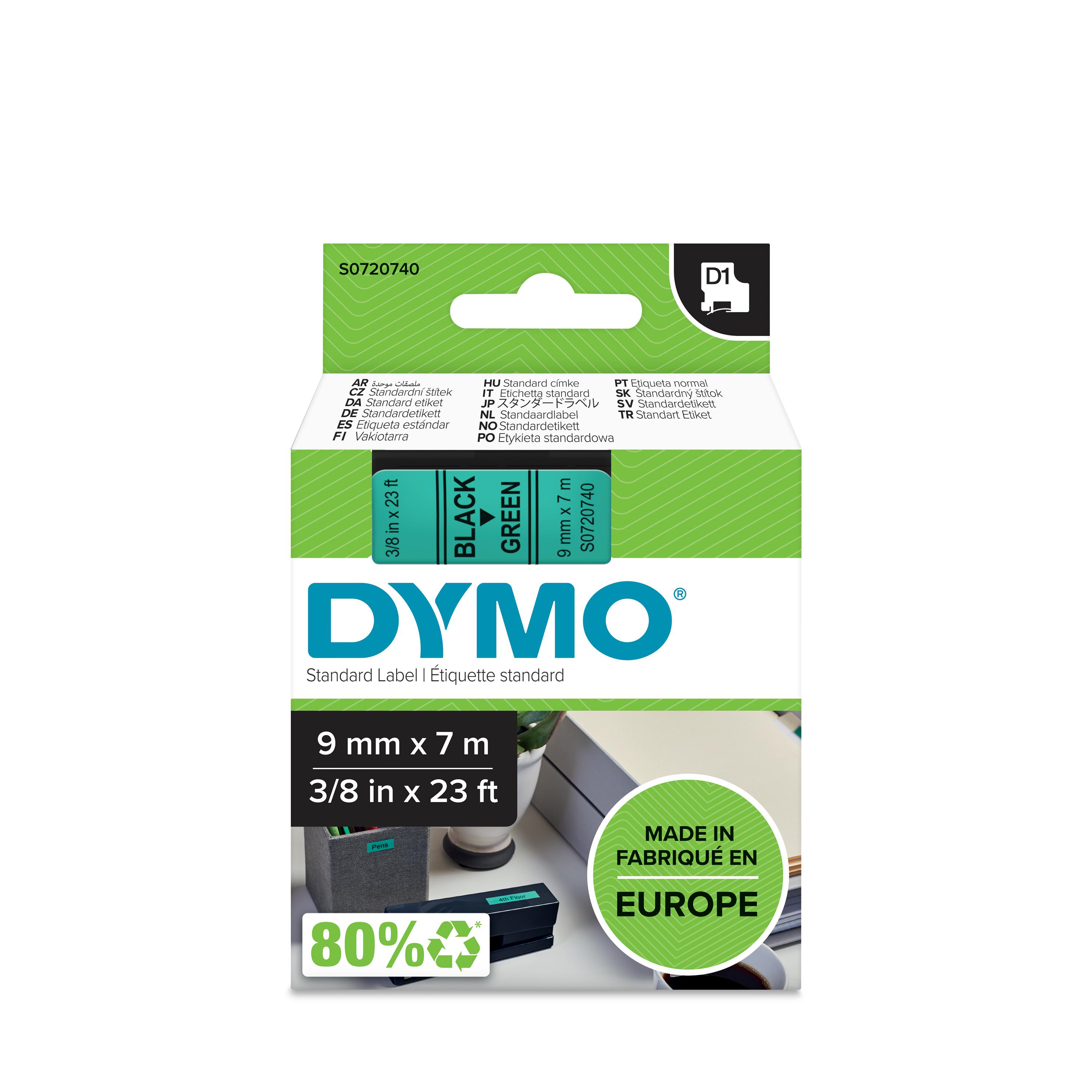 DYMO TAPE 9MM 40919 ZWART/GROEN