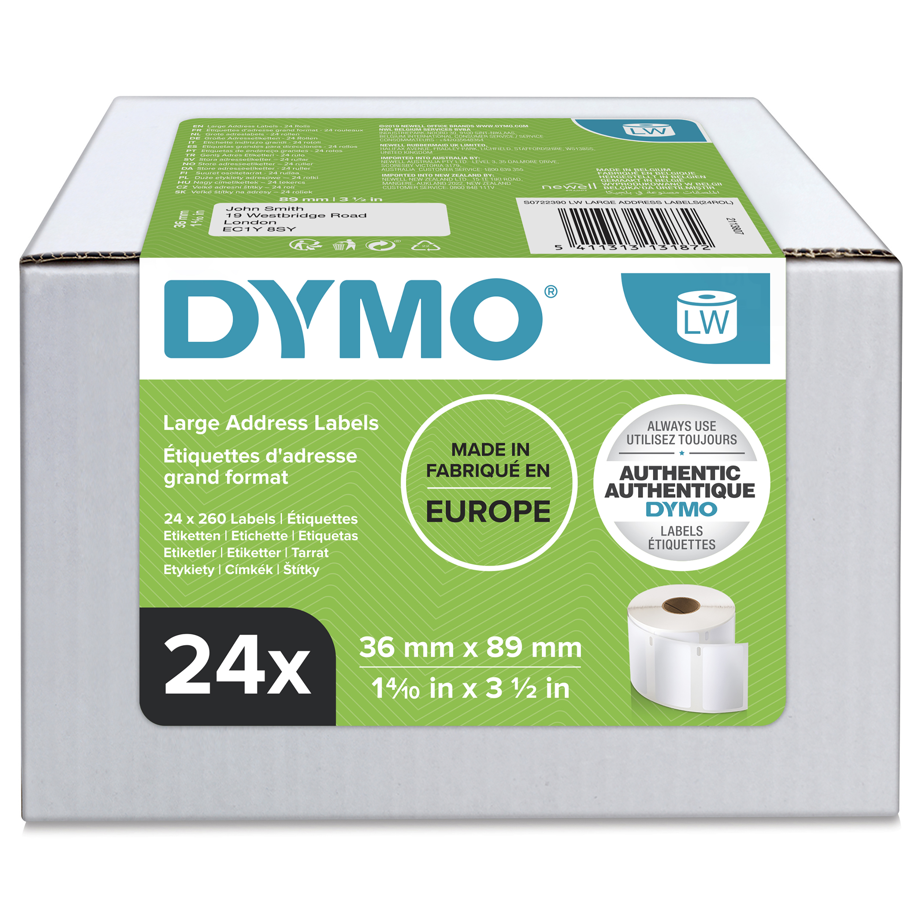 DYMO LABELWRITER ETIKET 13187 89X36 P24