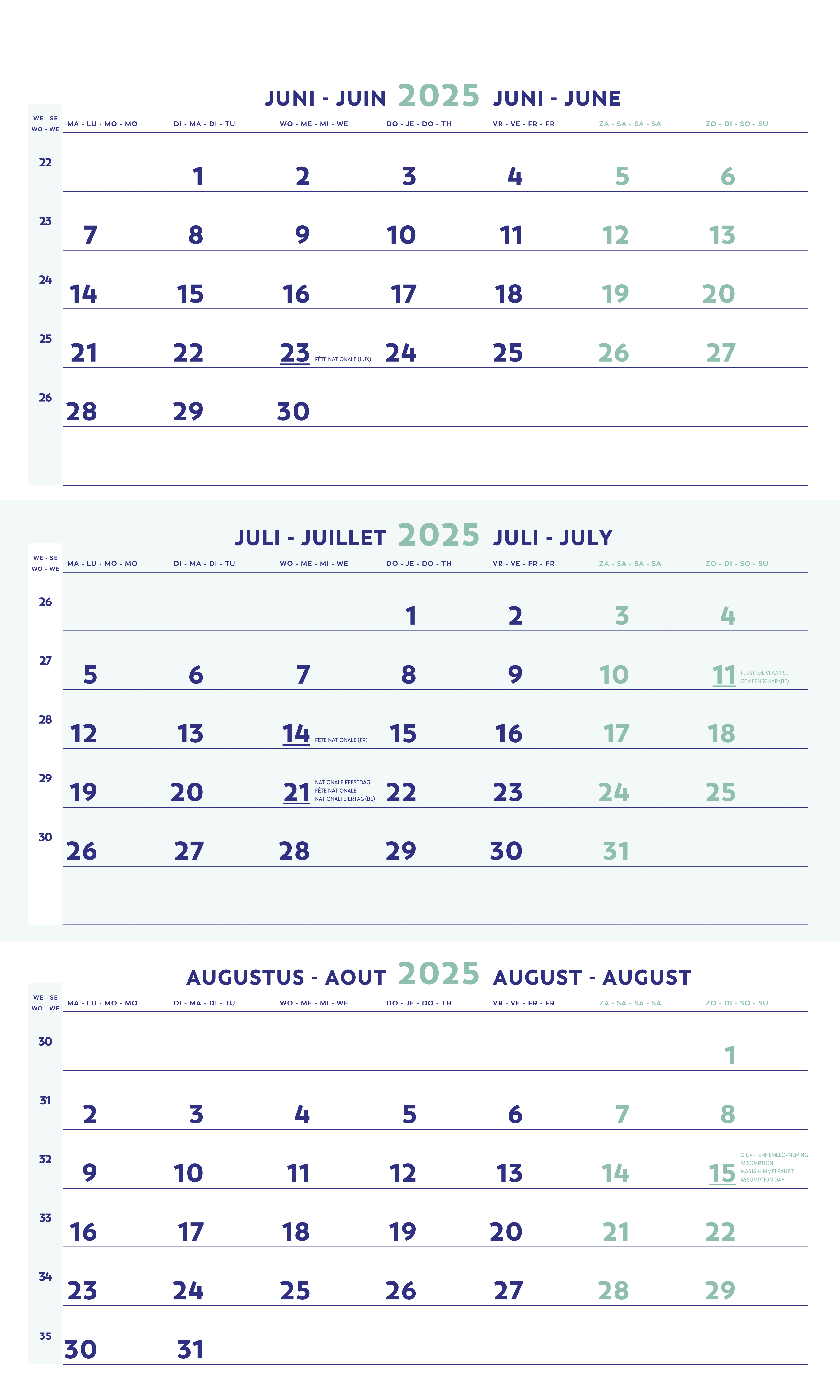 BREPOLS KALENDER 3 MAAND 30X60