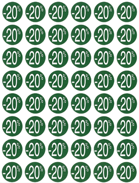 ETIKET -20% GROEN ROND 24MM 192ST
