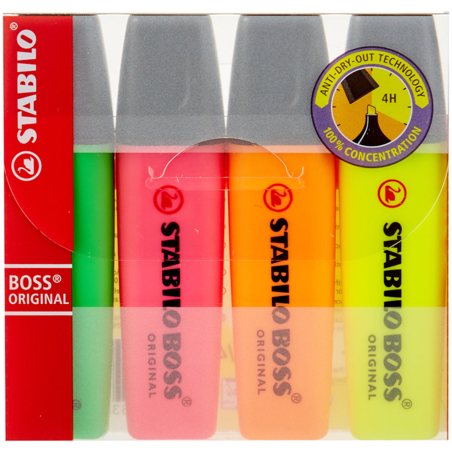 STABILO BOSS 4ST   BL