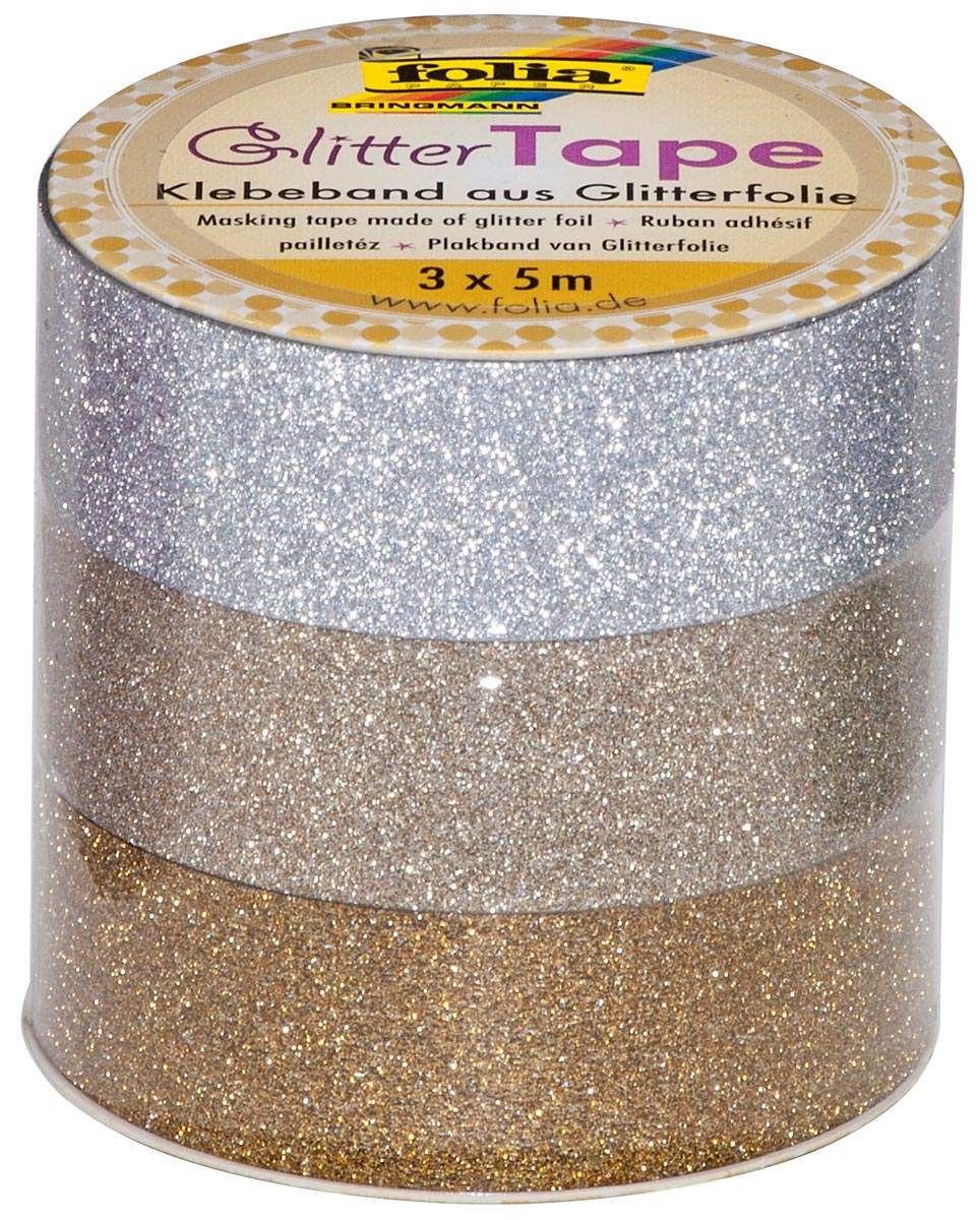 FOLIA GLITTERTAPE ZILV+GOUD 3X
