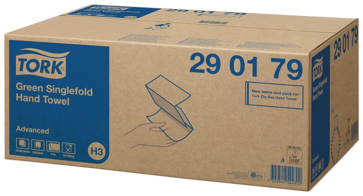 TORK H3 HANDDOEK 2L GROEN PK15