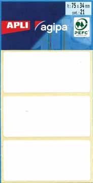 APLI ETIKETTEN 34X75MM WIT 21st BL
