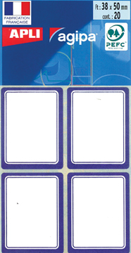 APLI SCHOOLETIKET 38X50 BLAUW 32st BL