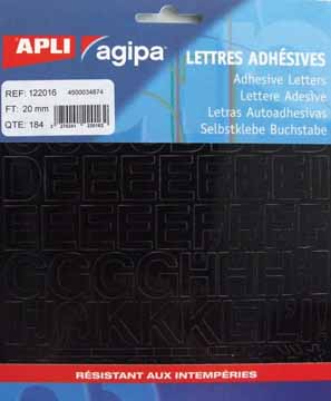 P.184 KLEEFLETTERS 20MM ZWART