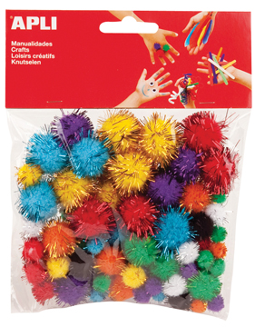 GLITTER POMPON GEKLEURD 78ST