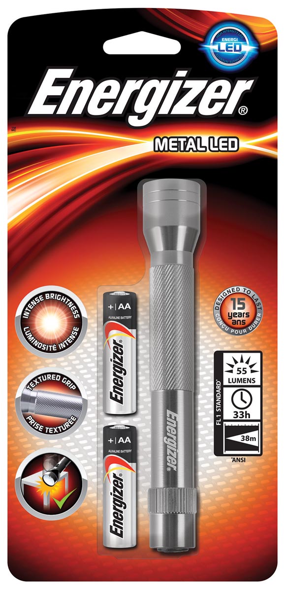 METAL LED ZAKLAMP 2XAA BLS