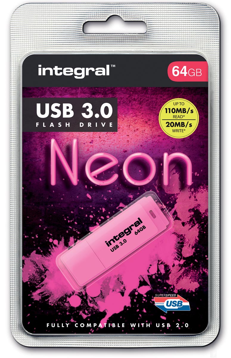 INTEGRAL USB3 NEON 64GB ROZE