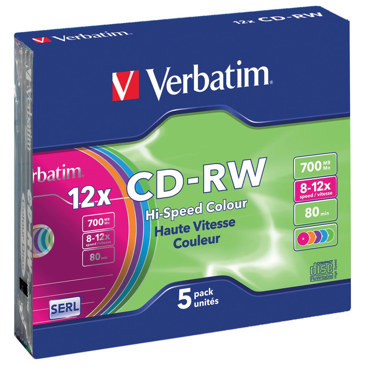 VERBATIM CD-RW 700MB 12X 5 ST