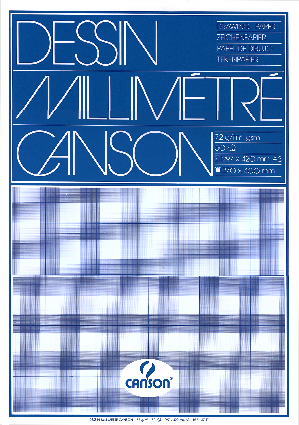 CANSON MILLIMETERPAPIER A3 BLAUW 50vel