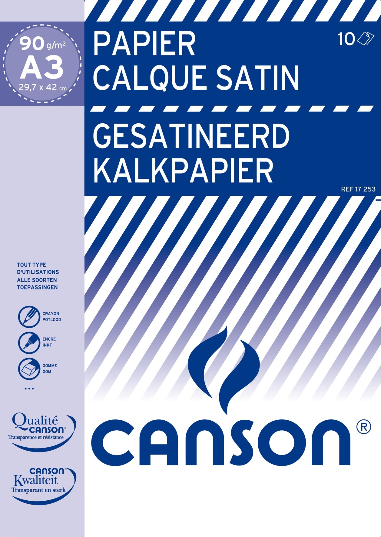 CANSON POCHETTE KALKPAPIER 90GR A3 10V