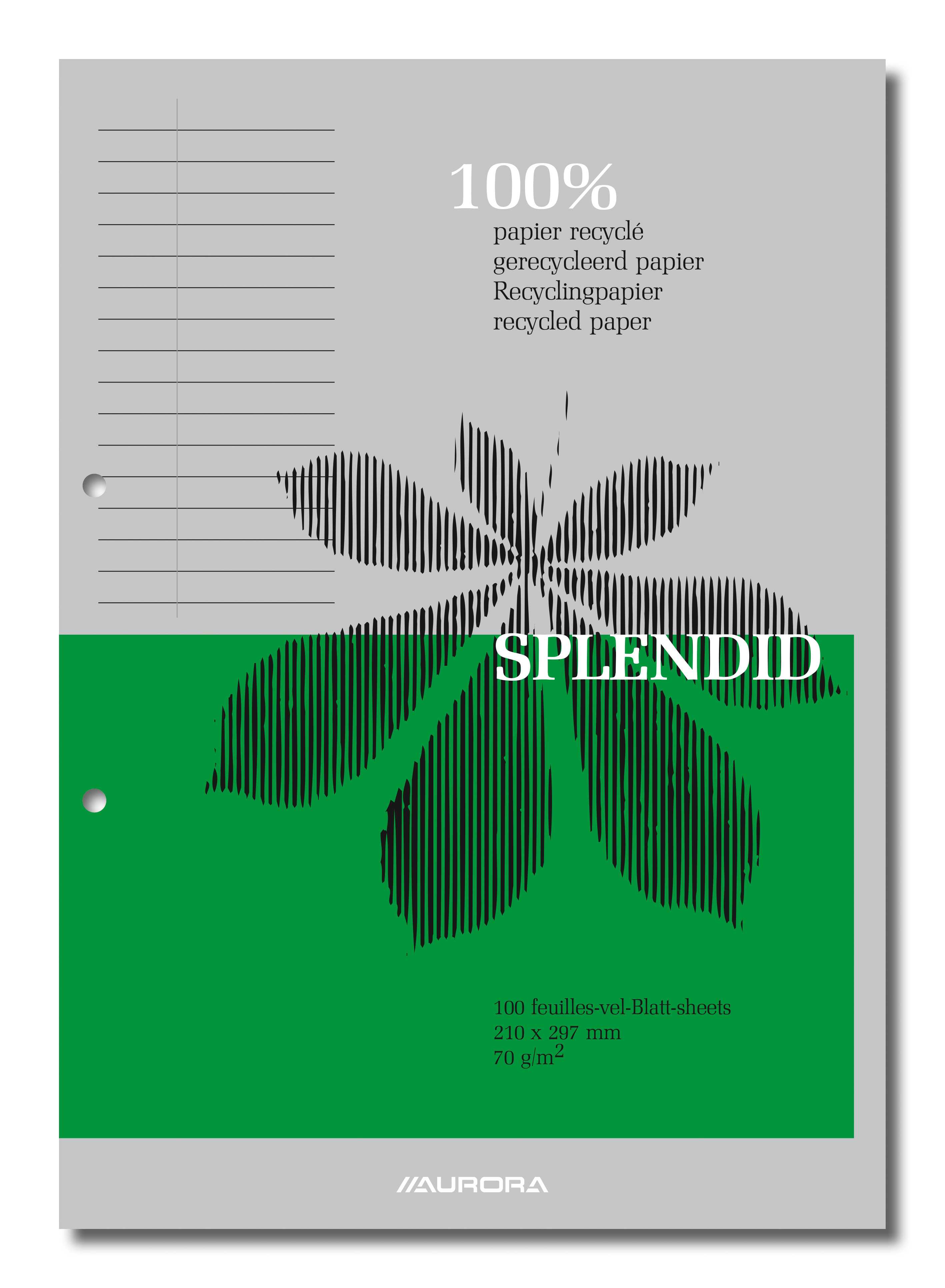 SPLENDID KURSUSBLOK RECYCLED A4 GELIJND+MARGE