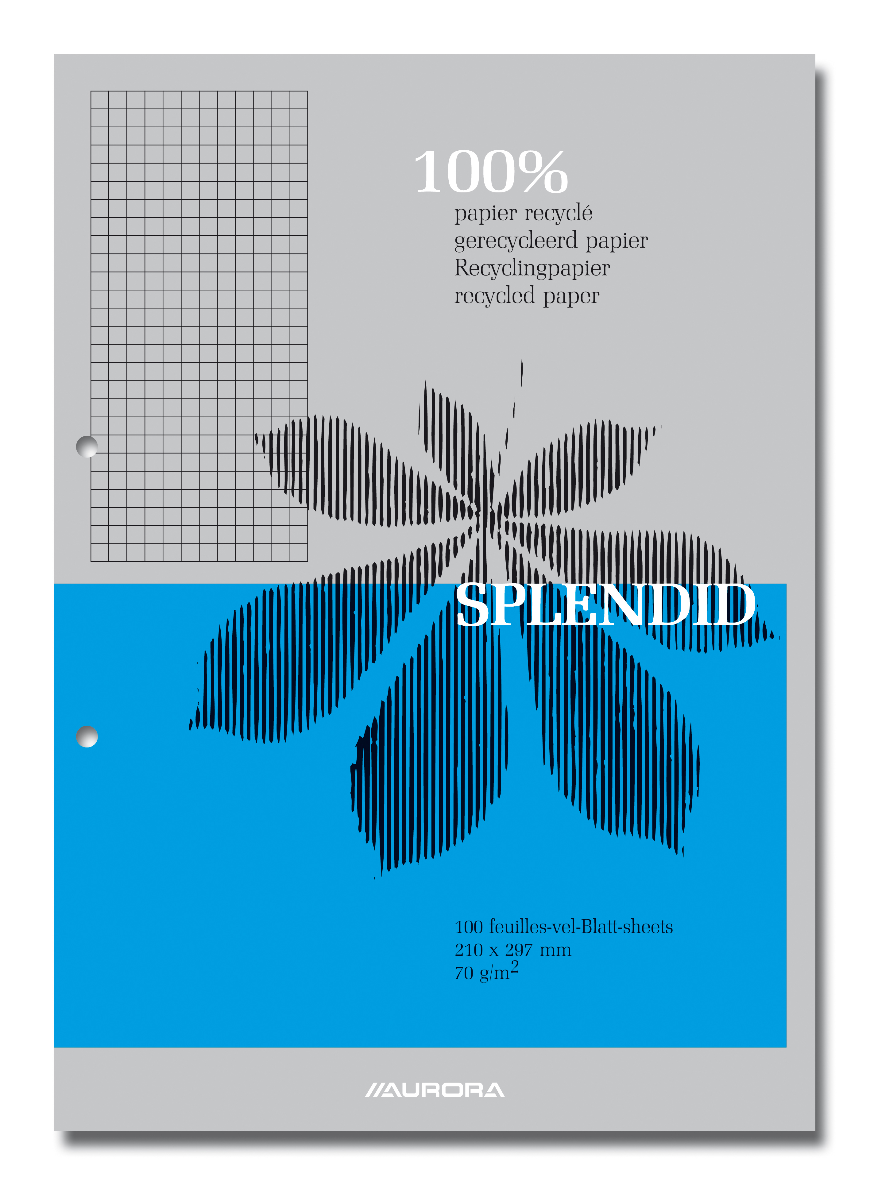SPLENDID KURSUSBLOK RECYCLED A4 RUIT+MARGE