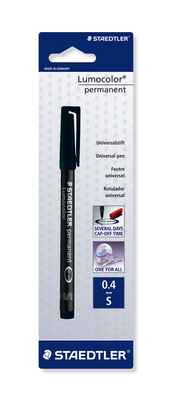 STAEDTLER LUMO PERMANENT ZWART 0.4MM     BL