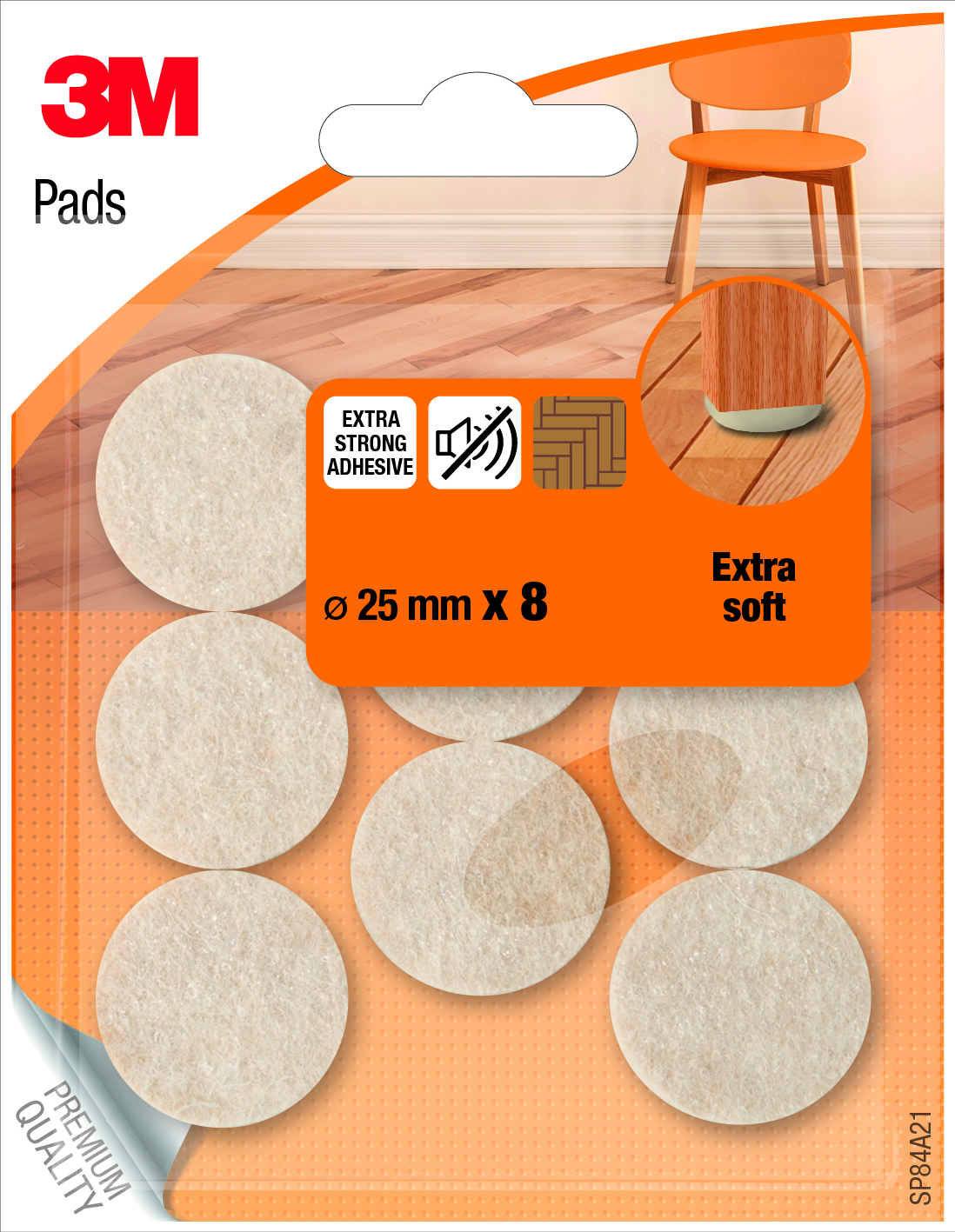 3M EXTRA SOFT VILTGLIJDERS 8ST