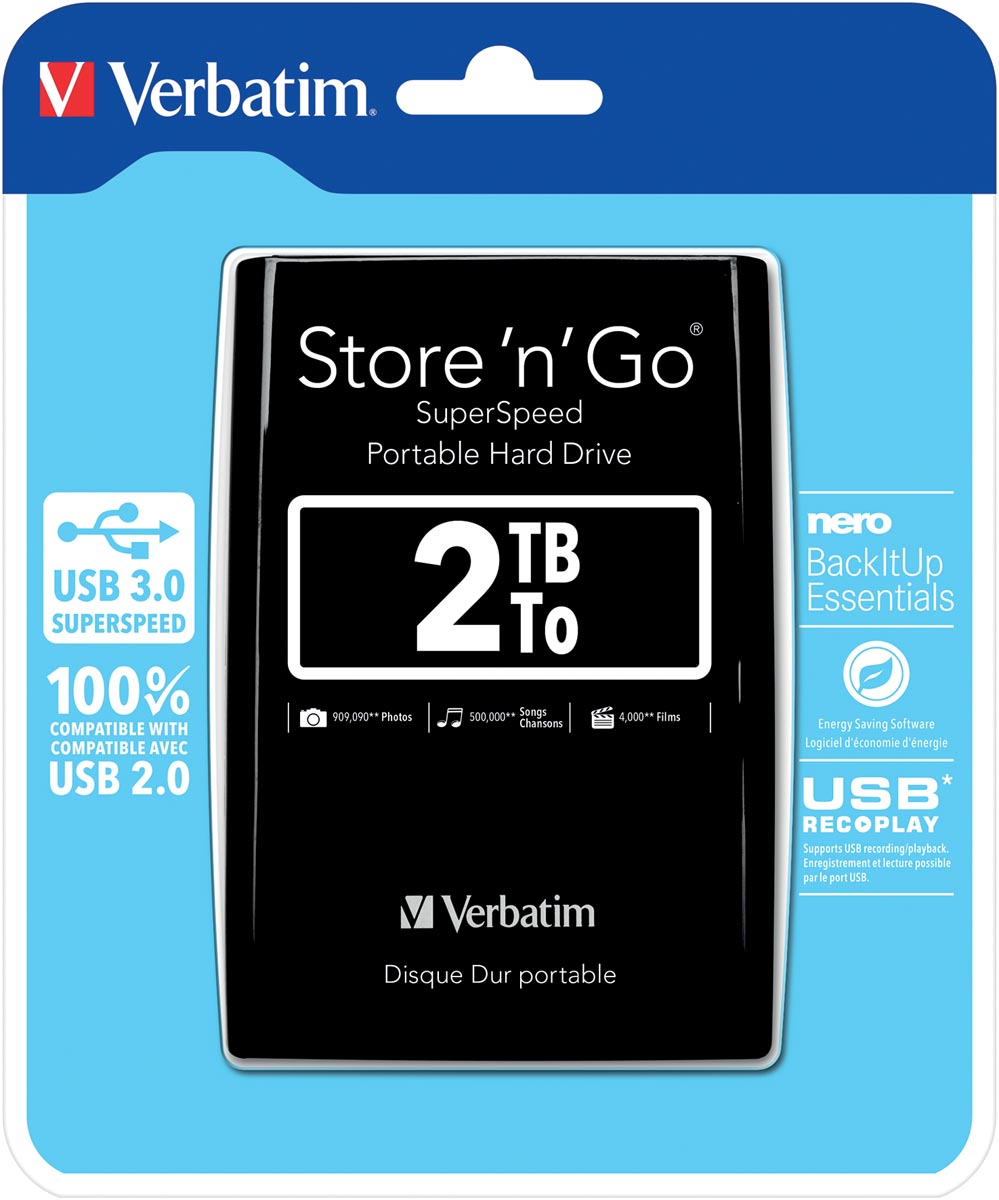 VERBATIM HDD3 2TB ZWART