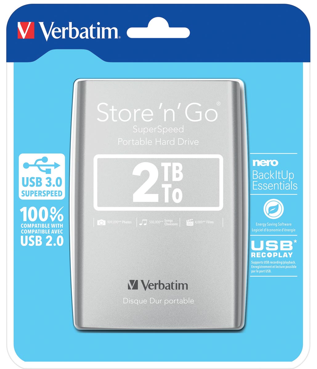 VERBATIM HDD3 2TB ZILVER