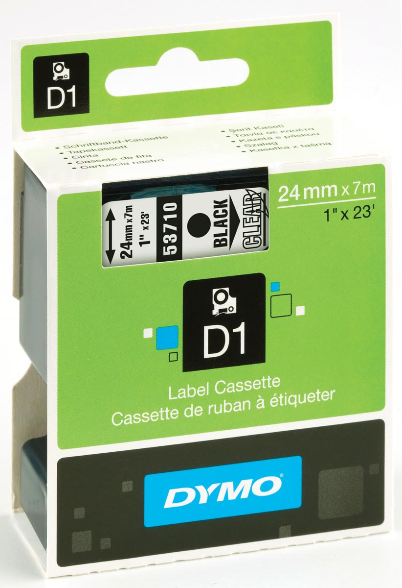 DYMO TAPE 24M ZWART/TRANSP