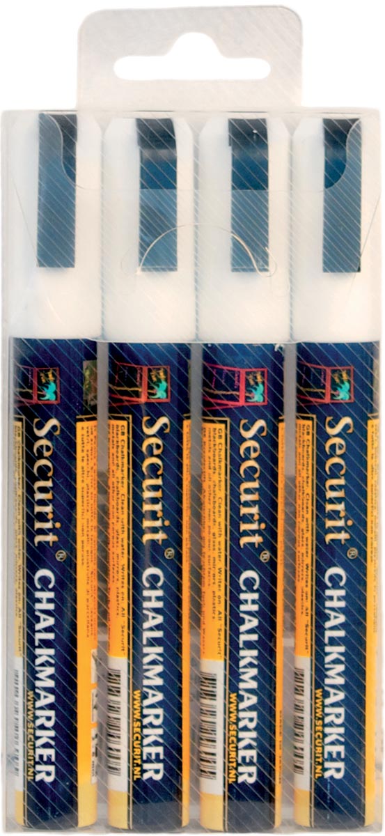 SECURIT KRIJTMARKER MED WIT 4X