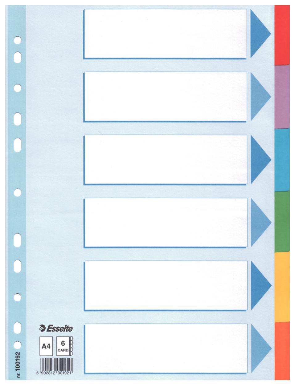 ESSELTE TABBLAD KARTON 160G 6TABS