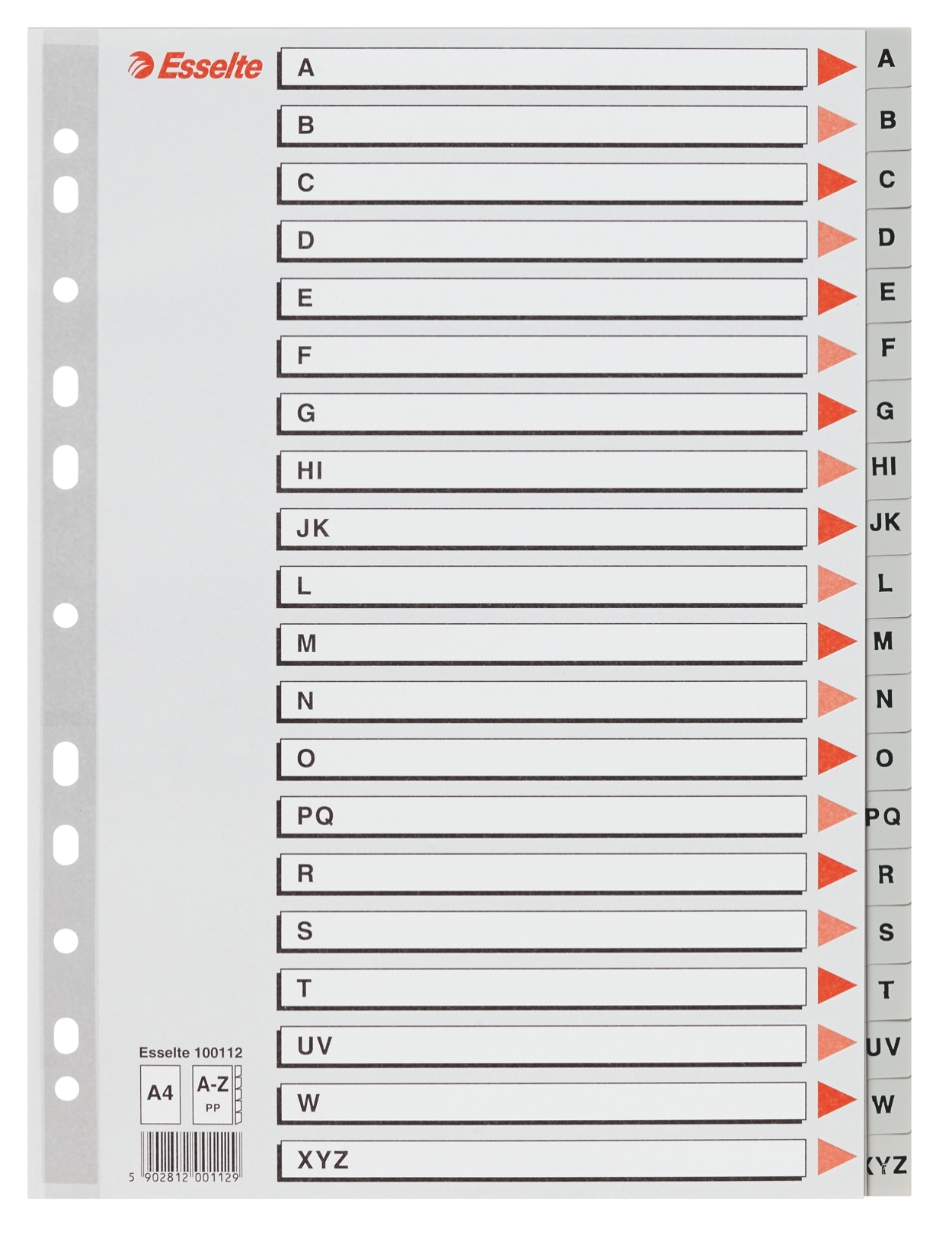 ESSELTE TABBLAD PP GRIJS A-Z