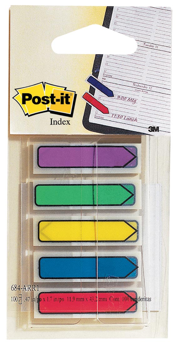 POST-IT INDEX PIJL 5KLEUR+DISPENSER
