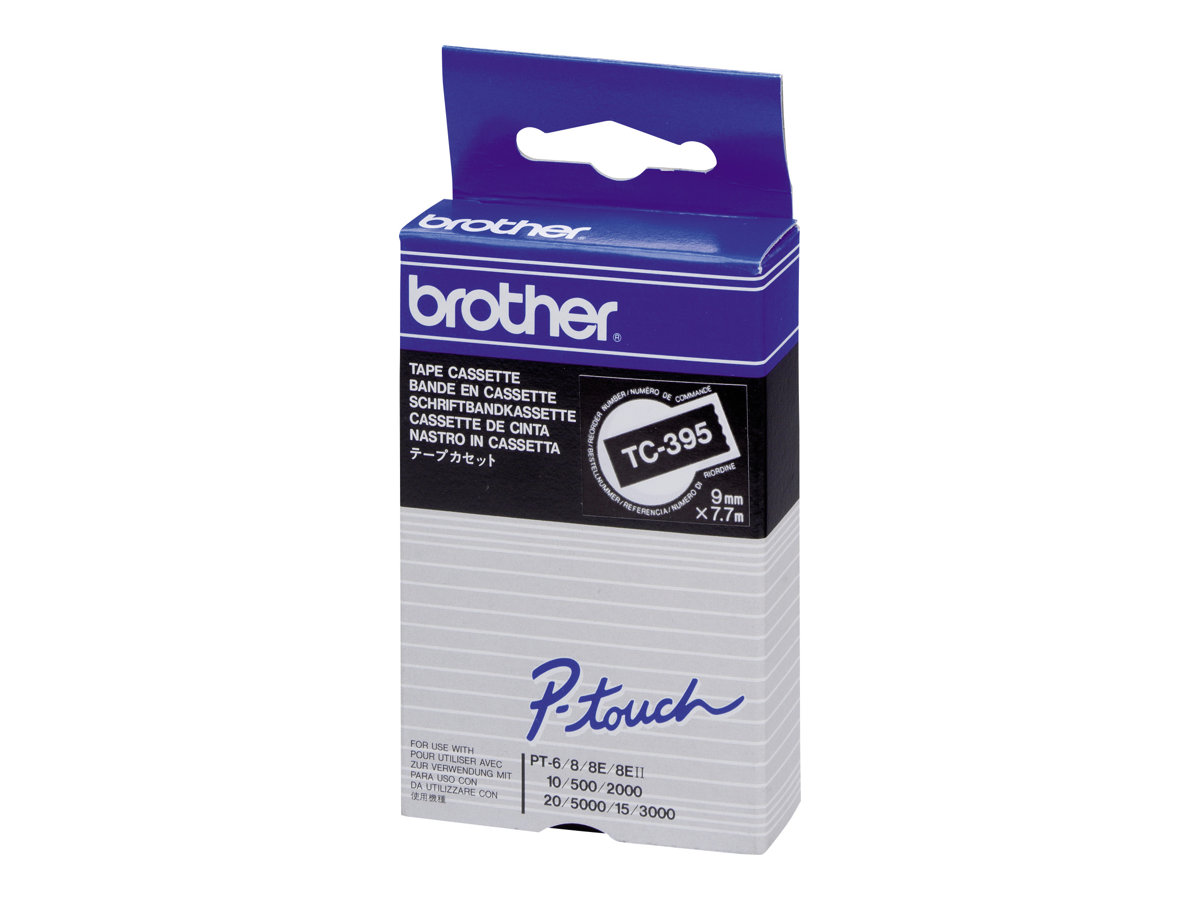 BROTHER P-Touch TC-395 white on black 9mm