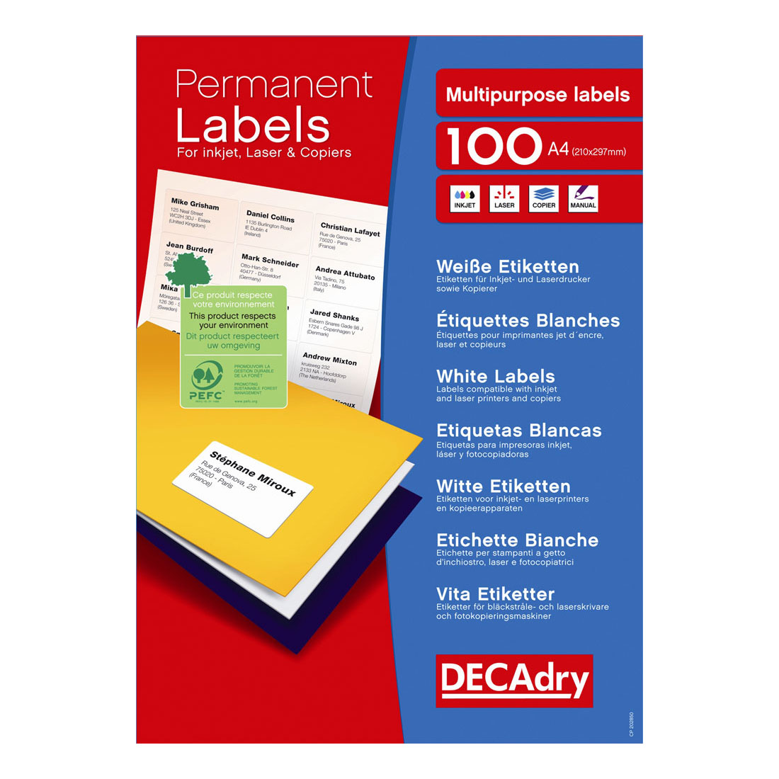 DECADRY ETIKET 99.1x34.0MM 16/vel 100VEL