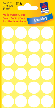 ETIK ROND D18MM 96ST WIT