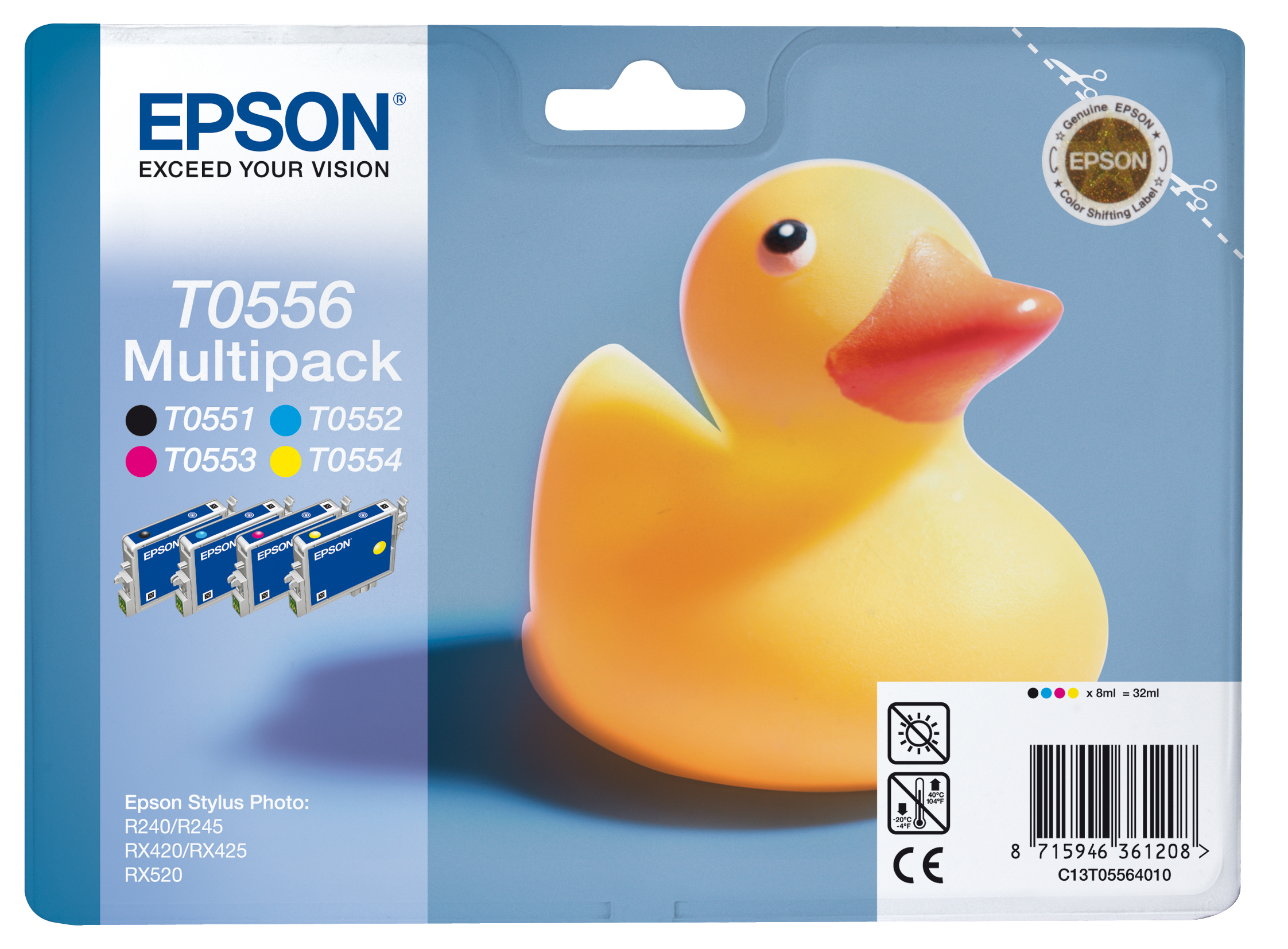 EPSON T0556 inktcartridge zwart en drie kleuren standard cap
