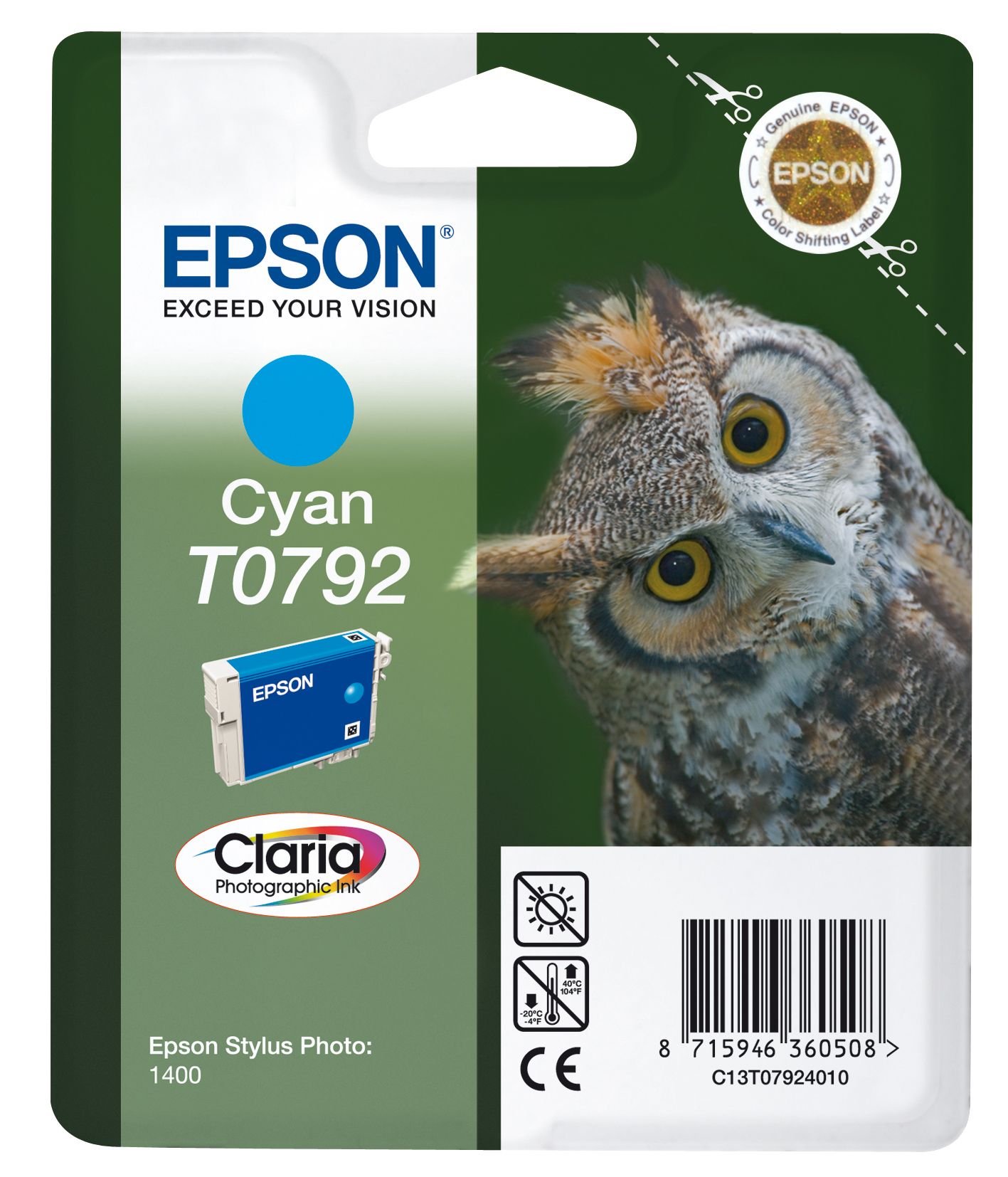 EPSON T0792 inktcartridge cyaan standard capacity 11ml 1-pac