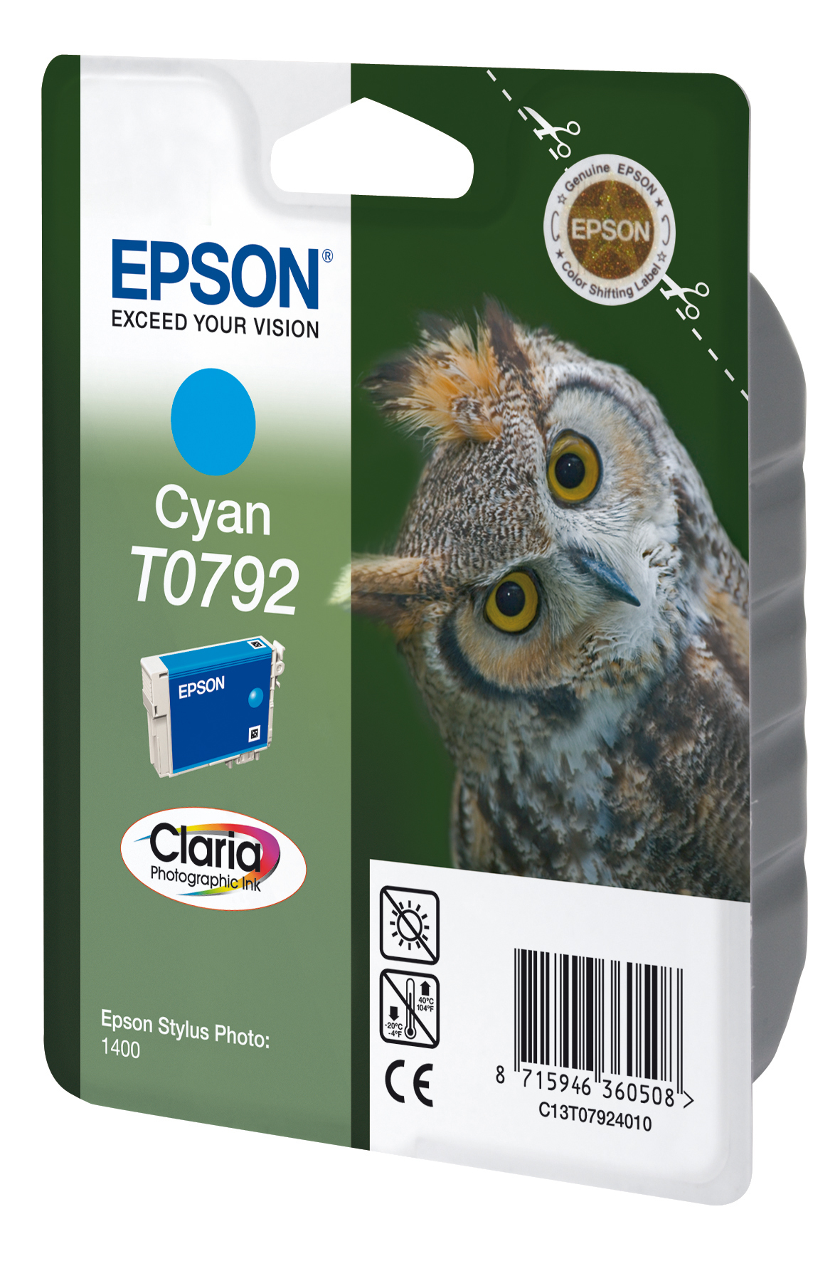 EPSON T0792 inktcartridge cyaan standard capacity 11ml 1-pac