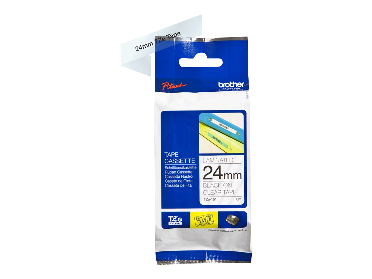 BROTHER P-Touch TZE-151 black on clear 24mm