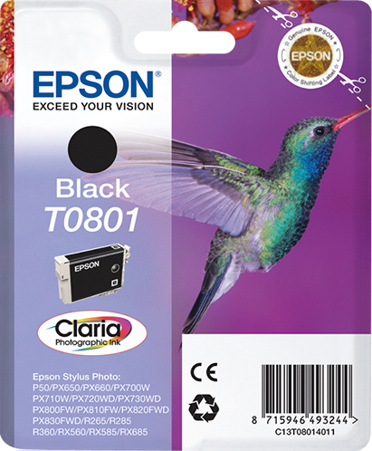 EPSON T0801 inktcartridge zwart standard capacity 7.4ml 330