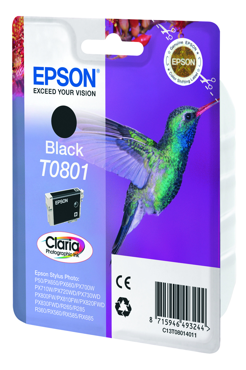 EPSON T0801 inktcartridge zwart standard capacity 7.4ml 330