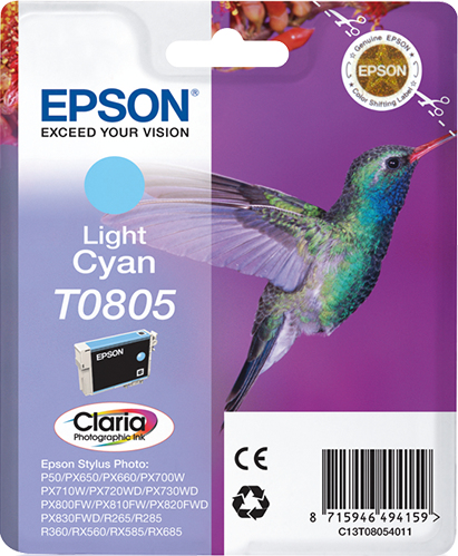 EPSON T0805 inktcartridge licht cyaan standard capacity 7.4m