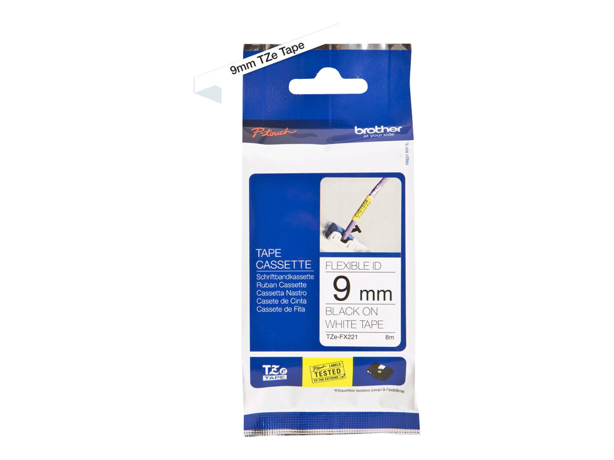 BROTHER P-Touch TZE-FX221 black on white 9mm